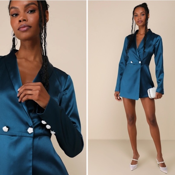 Lulus Dresses & Skirts - LULUS Sexy Chic Wedding Prom Formal Event Classy Satin Blazer Romper